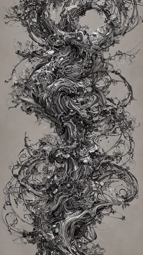 Prompt: cascading flow swirl spiral cannabis flowers and tree, by james jean, tsutomu nihei, emil melmoth, zdzislaw belsinki, Craig Mullins, yoji shinkawa, trending on artstation, Peter mohrbacher, hyper detailed, insane details, intricate, elite, art nouveau, ornate, liquid wax, elegant gold trychomes, luxury, tentacles, full body CGsociety, hypermaximalist, golden ratio, environmental key art, octane render, weta digital, ray trace, 8k