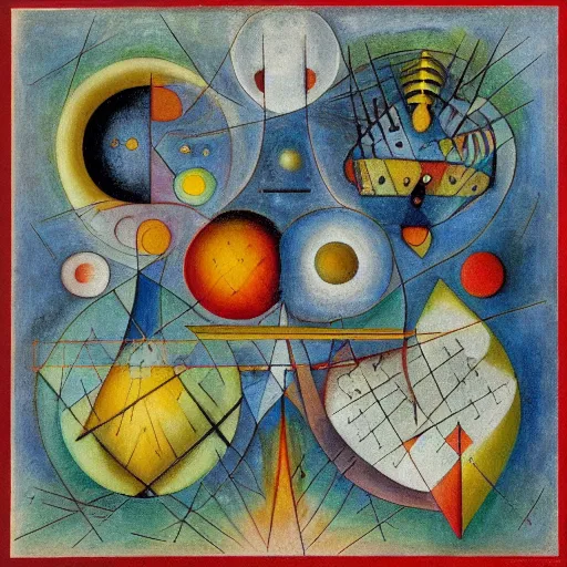 Image similar to mathematical equations inspired by bosch, bosch, kandinsky, miro, bosch, klee. mathematical paradise, detailed beautiful animals, equation heaven, detailed beautiful plants, platonic solids, elegant intricate diagrams, beautiful equations, oil paint, hyperrealistic, on loan from louvre, masterpiece