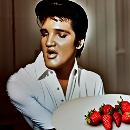 Prompt: elvis presley eating strawberry