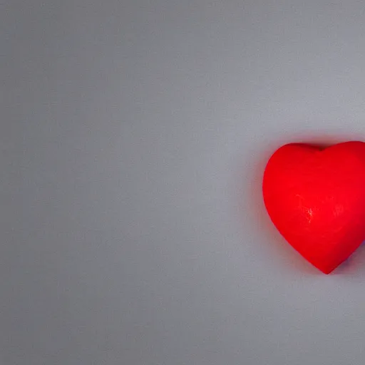 Image similar to 3d render of a badly formed red putty heart shape in the middle of a gray sheet of paper