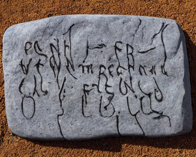 Image similar to photograph of a programming language carved into a stone tablet