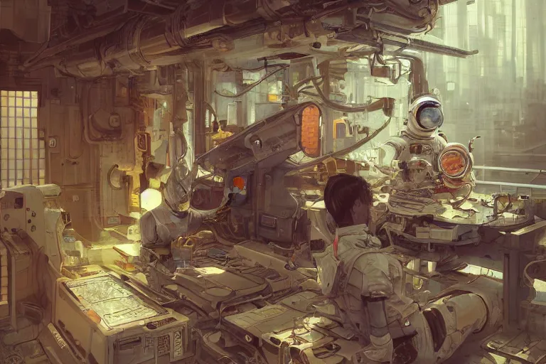 Prompt: hyperrealistic photography of a machine entering an astronaut host in the style of Jin Kagetsu, James Jean and wlop, highly detailed, sharp focus, intricate concept art, digital painting, ambient lighting, deep colors, 4k, artstation