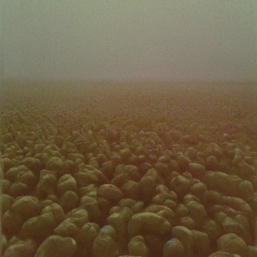 Image similar to Beautiful Liminal Grainy foggy disposable-camera Photograph of a infinite infinite infinite Town with many potatoes potatoes potatoes potatoes on the floor zdzisław Beksiński