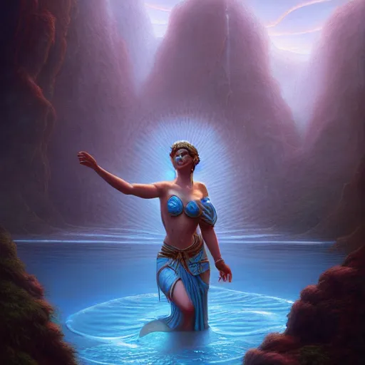 Image similar to goddess of water, detailed matte fantasy painting, cinematic lighting, deviantart artstation, by michael whelan