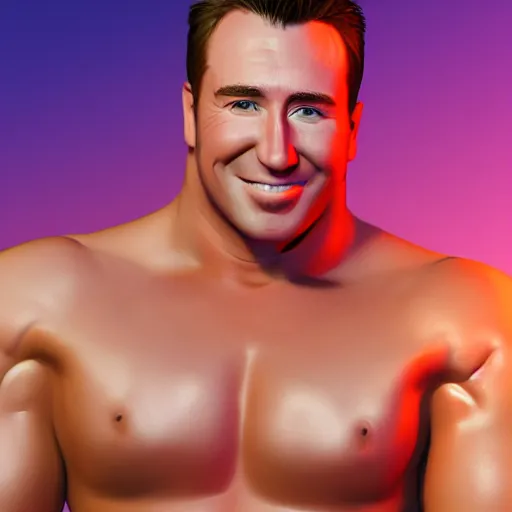 Image similar to concept art of billy herrington from Gachimuchi full round face, short smile, golden hour, medium shot, mid-shot, highly detailed, trending on Artstation, Unreal Engine 4k