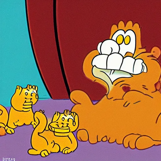 Prompt: garfield illustrated by jim davis