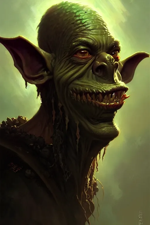 Image similar to elder goblin portrait, by bayard wu, anna podedworna, gaston bussiere, greg rutkowski