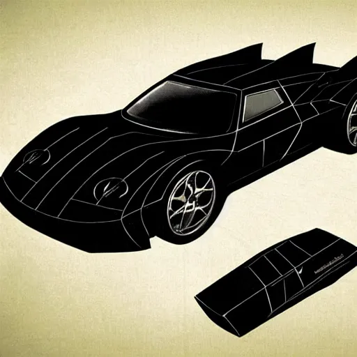 Prompt: concept art blueprint the dark knight batmobile