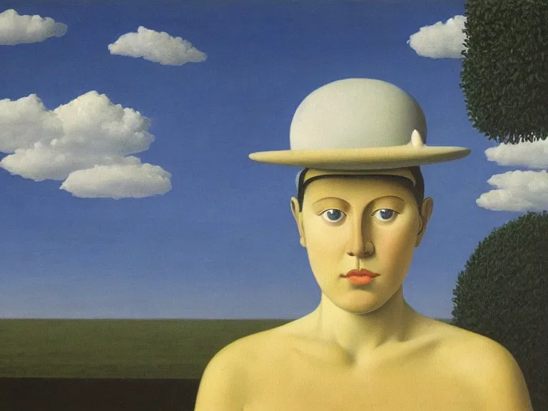 Image similar to beautiful painting by rene magritte, high detail, high resolution