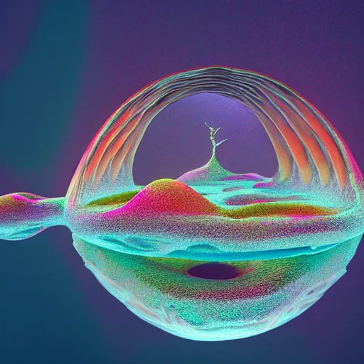 Prompt: psychedlic numerical realistic sea cone angler eggs apple spore , by Dan Witz and Mike Winkelmann and Jarosław Jaśnikowski , #macro , Global Illumination , storybook illustration