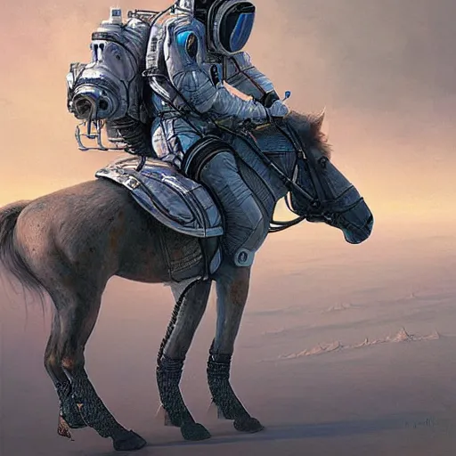 Prompt: horse, riding on astronaut, industrial sci - fi, by mandy jurgens, ernst haeckel, james jean