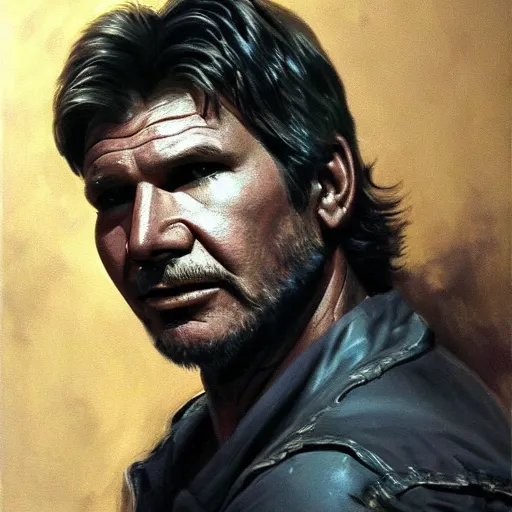 Prompt: ultra realistic portrait painting of harrison ford, art by frank frazetta, 4 k, ultra realistic, highly detailed, epic lighting