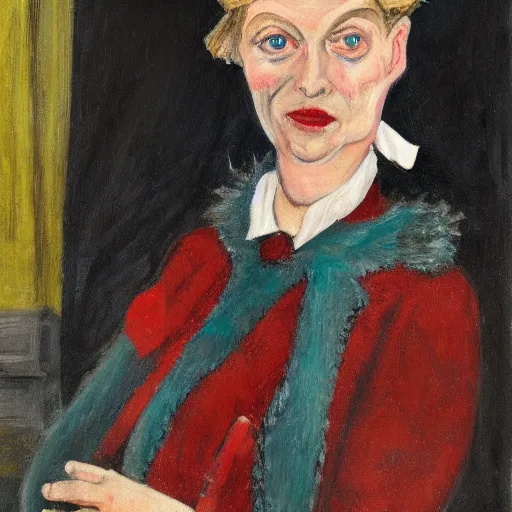 Image similar to otto dix portrait of liz truss