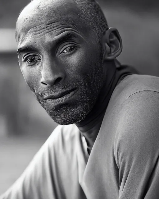 Image similar to portrait of kobe bryant, peaceful, old and wrinkled, photography by steve mccurry, trending on artstation