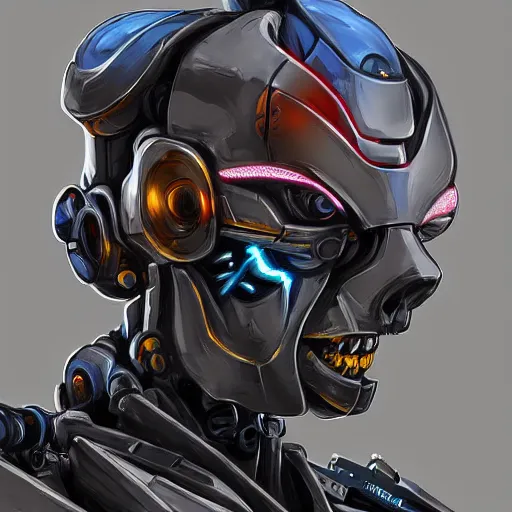 Prompt: portrait of a mecha skull ronin, 8k, hyperdetailed, digital painting, futuristic, trending on CG society