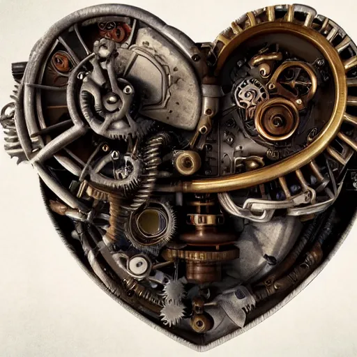 Prompt: mechanical human heart, trending on artstation, steampunk, octane render