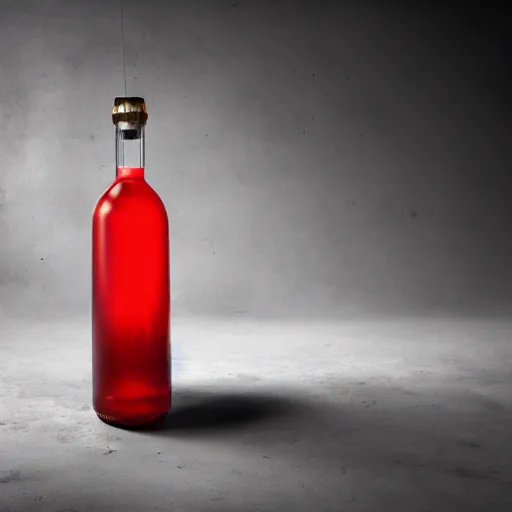 Prompt: an award - winning photo of a translucent glass vodka bottle in the shape and style of a propane cylinder on a concrete slab, dramatic studio lighting, 2 4 mm, wide angle lens, ƒ / 8, behance, sharp focus, bokeh, 8 k