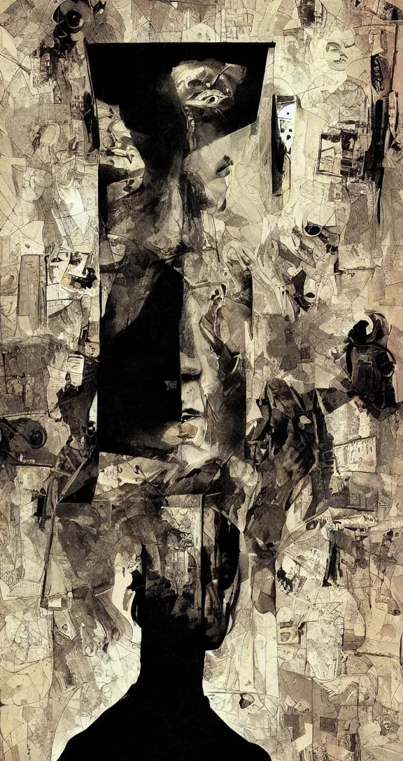Image similar to Stuck behind the mirror, book cover, maximalism, general human form, photorealistic, deep shadows, by Dave McKean