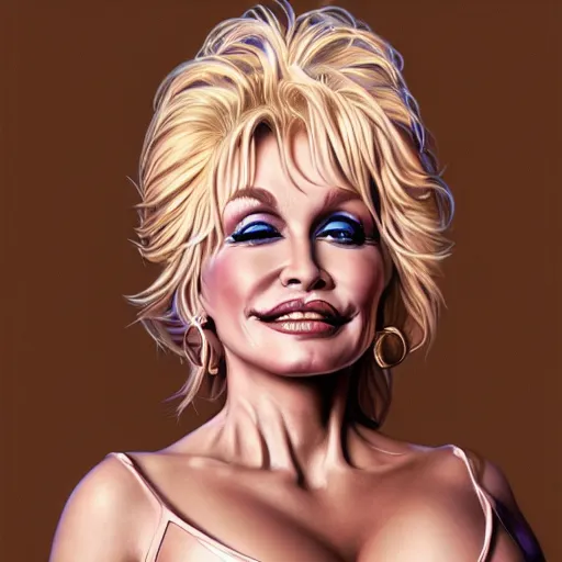 Image similar to Portrait of Dolly Parton, intricate upper body, whole body, highly detailed, digital painting, artstation, concept art, smooth, sharp focus, illustration, art by Hajime Sorayama