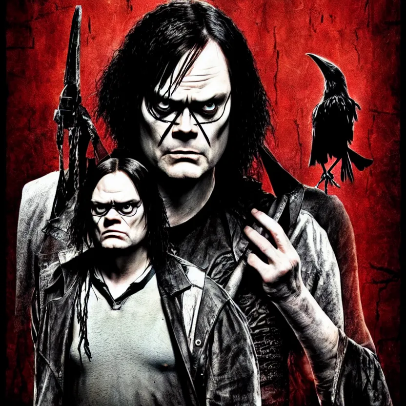 Image similar to dwight schrute starring as the crow movie poster, 8 k,