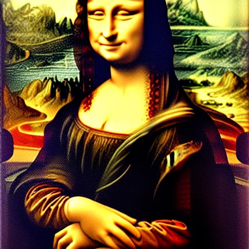 Prompt: the mona lisa combined with a cat face