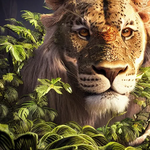 Image similar to queen of the jungle, 4 k, intricately detailed, jaw dropping, surreal, octane render