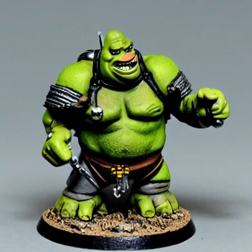 Image similar to Ork Shrek, painted warhammer 40k miniature