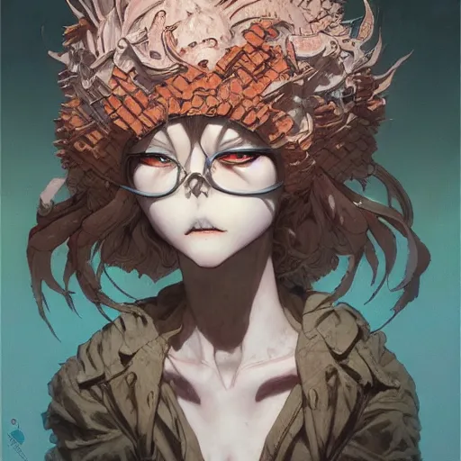 Image similar to prompt : dungeon character portrait soft light painted by james jean and katsuhiro otomo and erik jones, inspired by evangeleon anime, smooth face feature, intricate oil painting, high detail illustration, sharp high detail, manga and anime 1 9 9 9