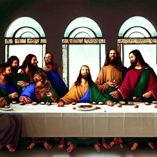 Image similar to cate blanchett as Jesus in the last supper