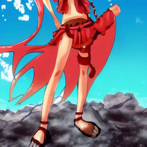 Image similar to anime goddess in lava