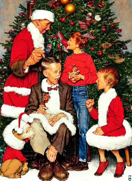 Prompt: a norman rockwell family christmas