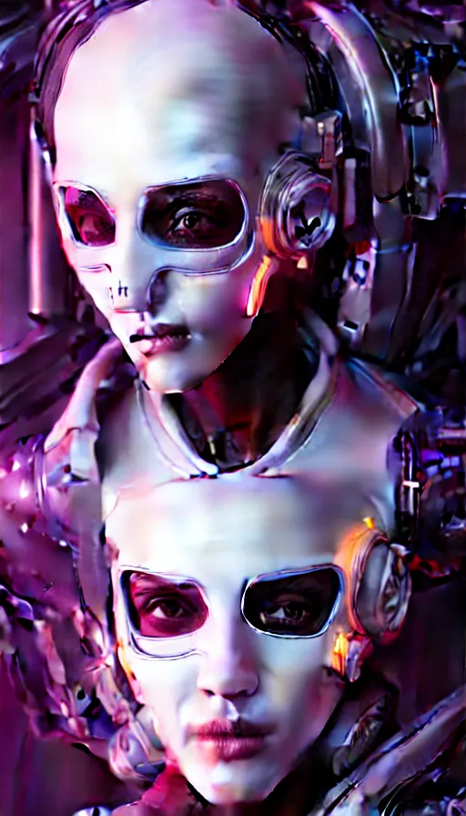 Image similar to face mask on beautiful woman face, cyberpunk art by kuno veeber, cgsociety, computer art, ultra detailed, futuristic, anime aesthetic