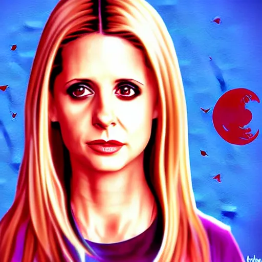 Image similar to sarah michelle gellar, buffy the vampire slayer digital art, in the style of jo chen