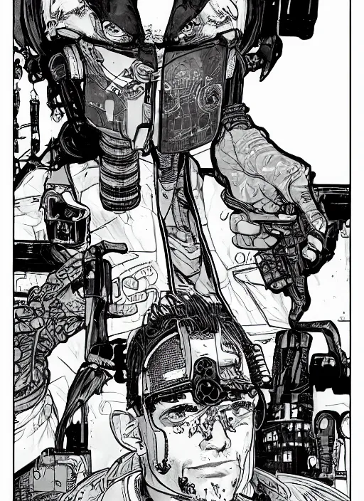 Image similar to cyberpunk soda salesman. portrait by ashley wood and alphonse mucha and laurie greasley and josan gonzalez and james gurney. spliner cell, apex legends, rb 6 s, hl 2, d & d, cyberpunk 2 0 7 7. realistic face. dystopian setting.