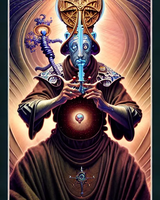 Image similar to the pope tarot card, fantasy character portrait made of fractals, ultra realistic, wide angle, intricate details, the fifth element artifacts, highly detailed by peter mohrbacher, hajime sorayama, wayne barlowe, boris vallejo, aaron horkey, gaston bussiere, craig mullins