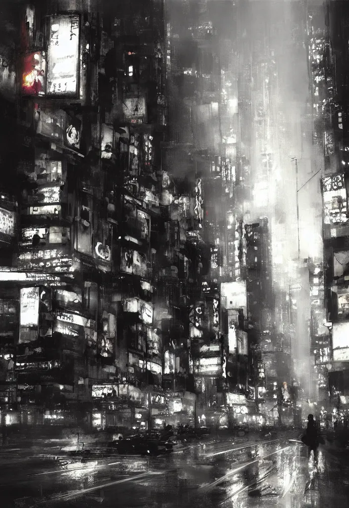 Prompt: shinjuku at night, concept art by Jeremy Mann