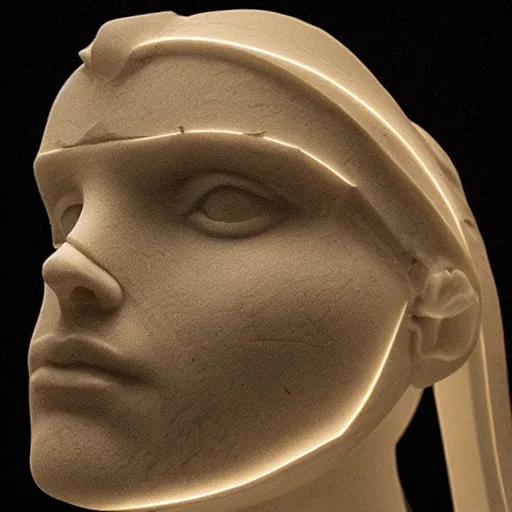 Image similar to light mask, marble, detailed, 8k, glowing