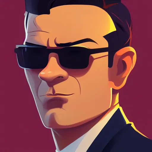 Image similar to face icon stylized minimalist agent 0 0 7, loftis, cory behance hd by jesper ejsing, by rhads, makoto shinkai and lois van baarle, ilya kuvshinov, rossdraws global illumination