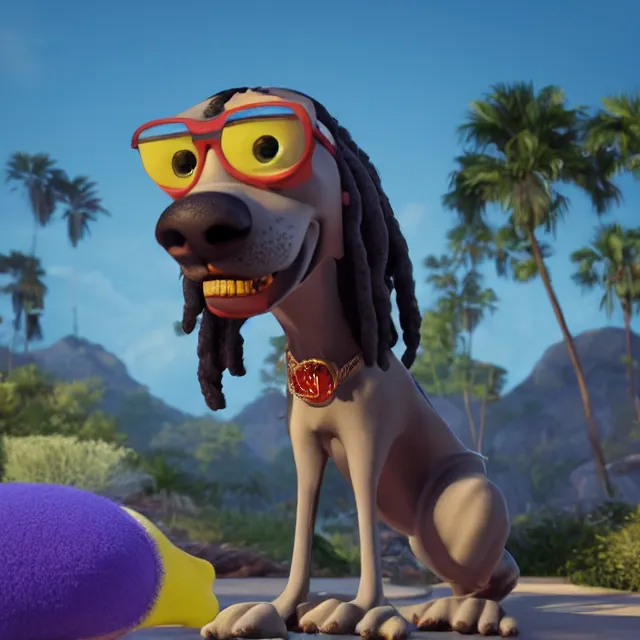 Prompt: snoop dog as a pixar disney unreal engine octane render 3 d render photorealistic