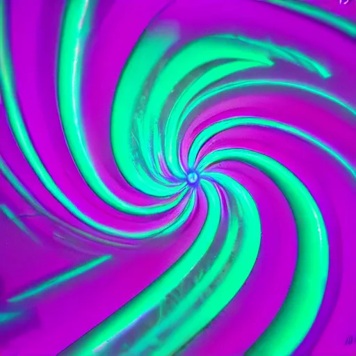 Image similar to purple tornado made of purple light blue neon vaporwave