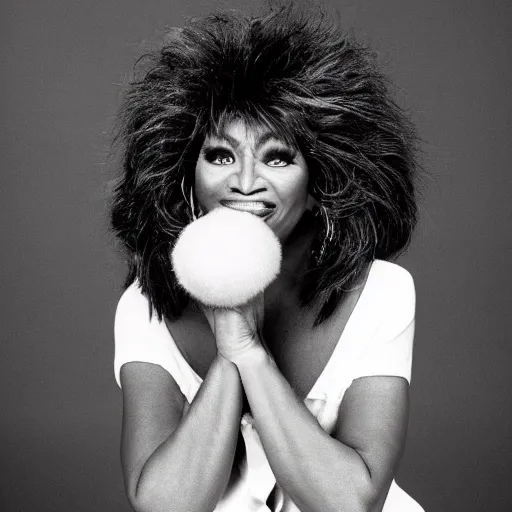 Image similar to tina turner portrait, turnip hair, photoshoot