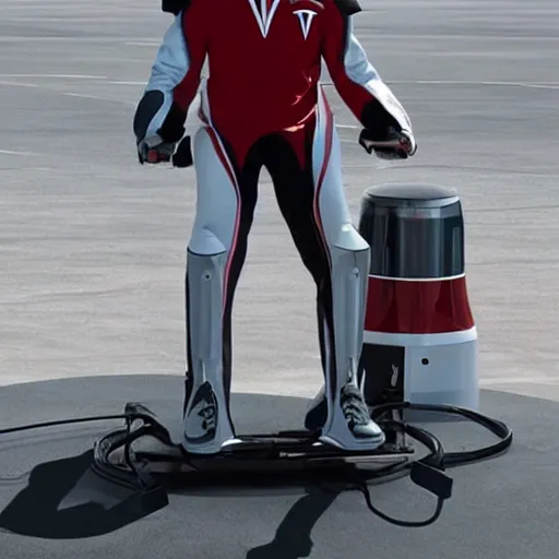 Prompt: first image of Tesla Jetpack