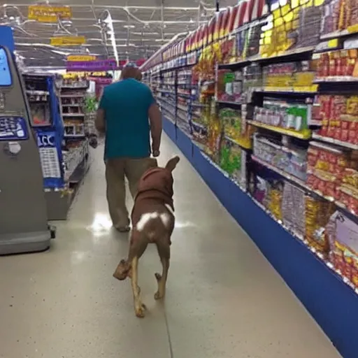 Prompt: drunken scooby at walmart checkout, realistic, cctv