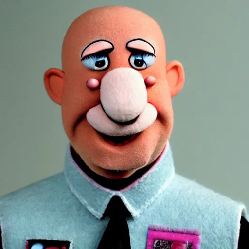 Image similar to hank schrader as a muppet. highly detailed felt. hyper real photo. 4 k.