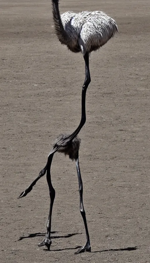 Prompt: stick figure ostrich, by yoshitaka amano