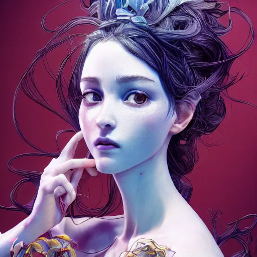 Prompt: the portrait of a blueberry that resembles an absurdly beautiful, graceful, elegant, sophisticated young girl, an ultrafine hyperdetailed illustration by kim jung gi, irakli nadar, intricate linework, bright colors, octopath traveler, final fantasy, unreal engine 5 highly rendered, global illumination, radiant light, detailed and intricate environment