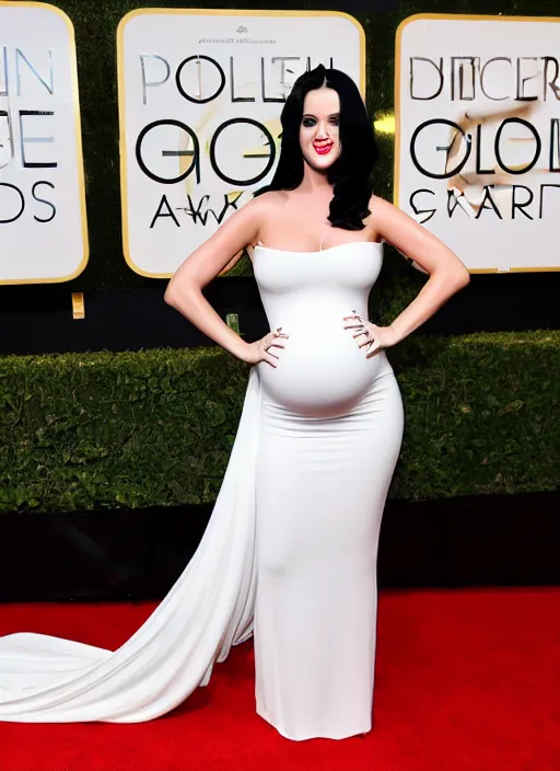 Image similar to smooth, detailed, symmetry, 4 k hdr, 3 5 mm papparazzi photography of katy perry pregnant in a white dress