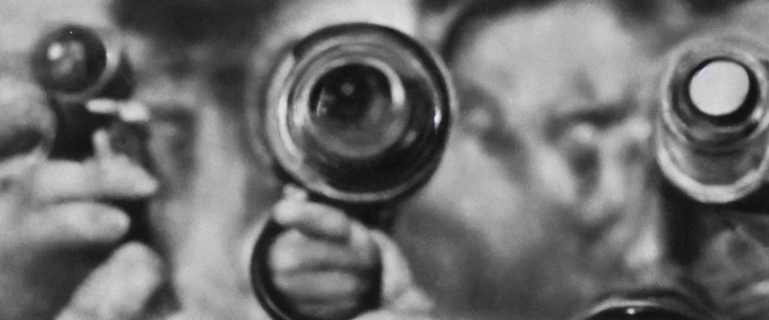 Image similar to detailed sharp portrait photograph in the style of popular science circa 1 9 5 5 of a single sailor in close up looking directly at lens through binoculars