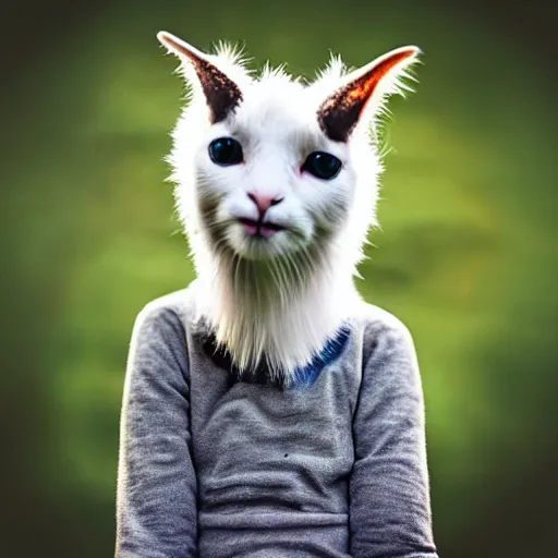 Image similar to a cat - goat - hybrid, animal photography