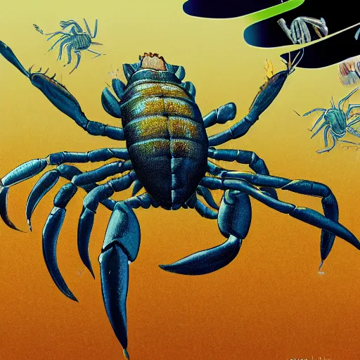 Prompt: a giant lobster with a scorpion tail illustrated in a biology textbook